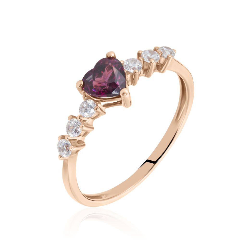 Bague Solitaire Accompagné Or Rose Samanta Rhodolite - Bagues solitaires Femme | Histoire d’Or