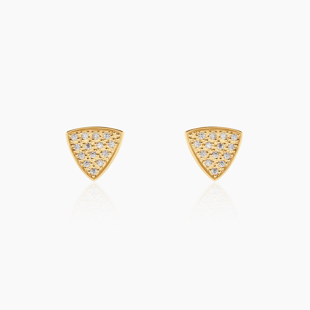 Boucles D'oreilles Puces Cai Plaque Or Jaune Oxyde De Zirconium - Boucles d'oreilles fantaisie Femme | Histoire d’Or