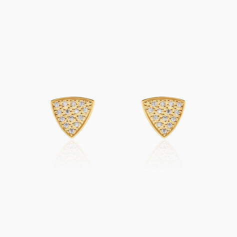 Boucles D'oreilles Puces Cai Plaque Or Jaune Oxyde De Zirconium - Boucles d'oreilles fantaisie Femme | Histoire d’Or