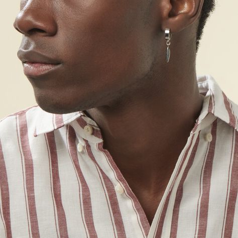 Créole Unitaire Acier Blanc Gvennig - Boucles d'oreilles créoles Homme | Histoire d’Or