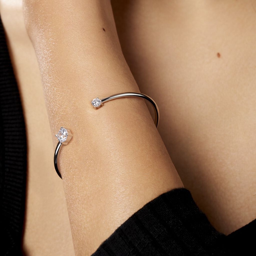 Bracelet Jonc Domitille Argent Blanc Oxyde De Zirconium - Bracelets joncs Femme | Histoire d’Or
