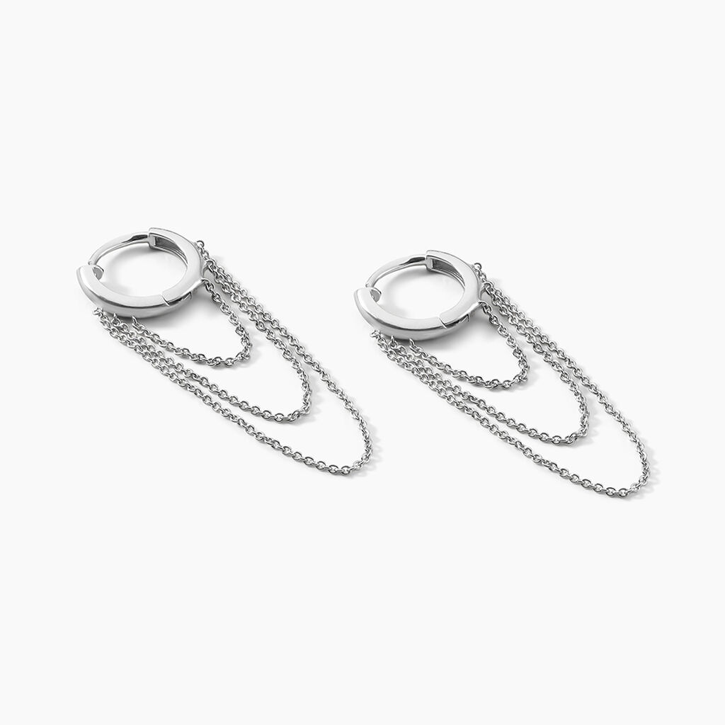 Créoles Argent Blanc Nissa - Boucles d'oreilles créoles Femme | Histoire d’Or