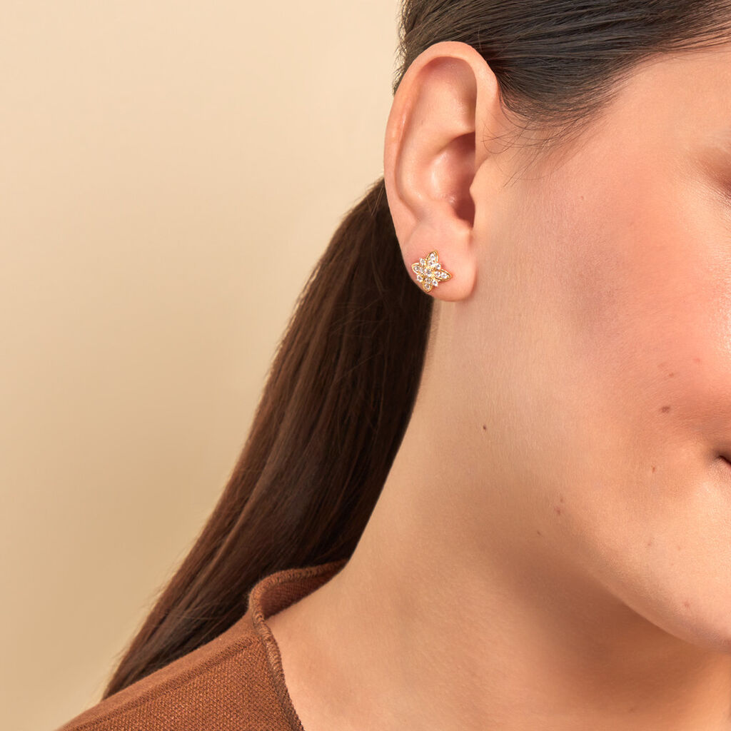 Boucles D'oreilles Puces Vaiana Plaqué Or Jaune Oxyde De Zirconium - Nouveautés Femme | Histoire d’Or
