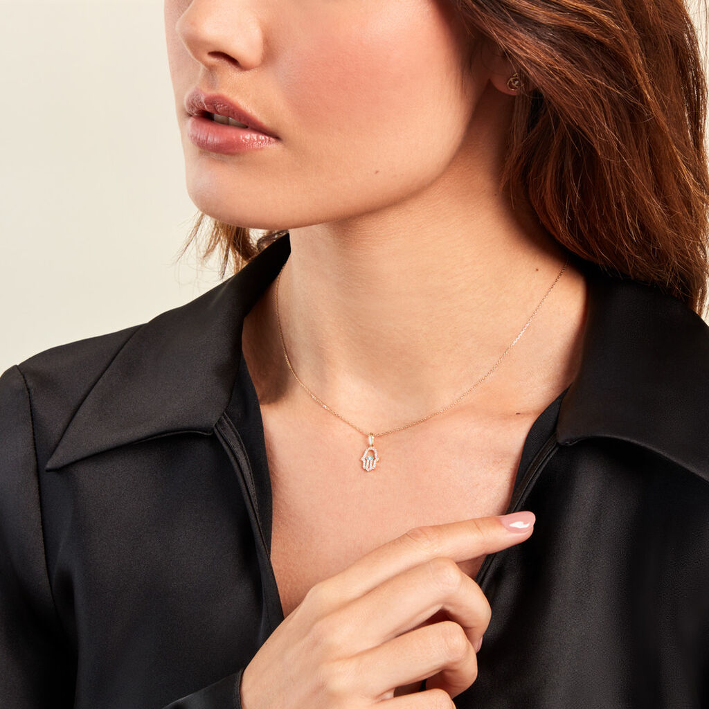 Pendentif Fatima Or Jaune Oxyde De Zirconium - Pendentifs Femme | Histoire d’Or