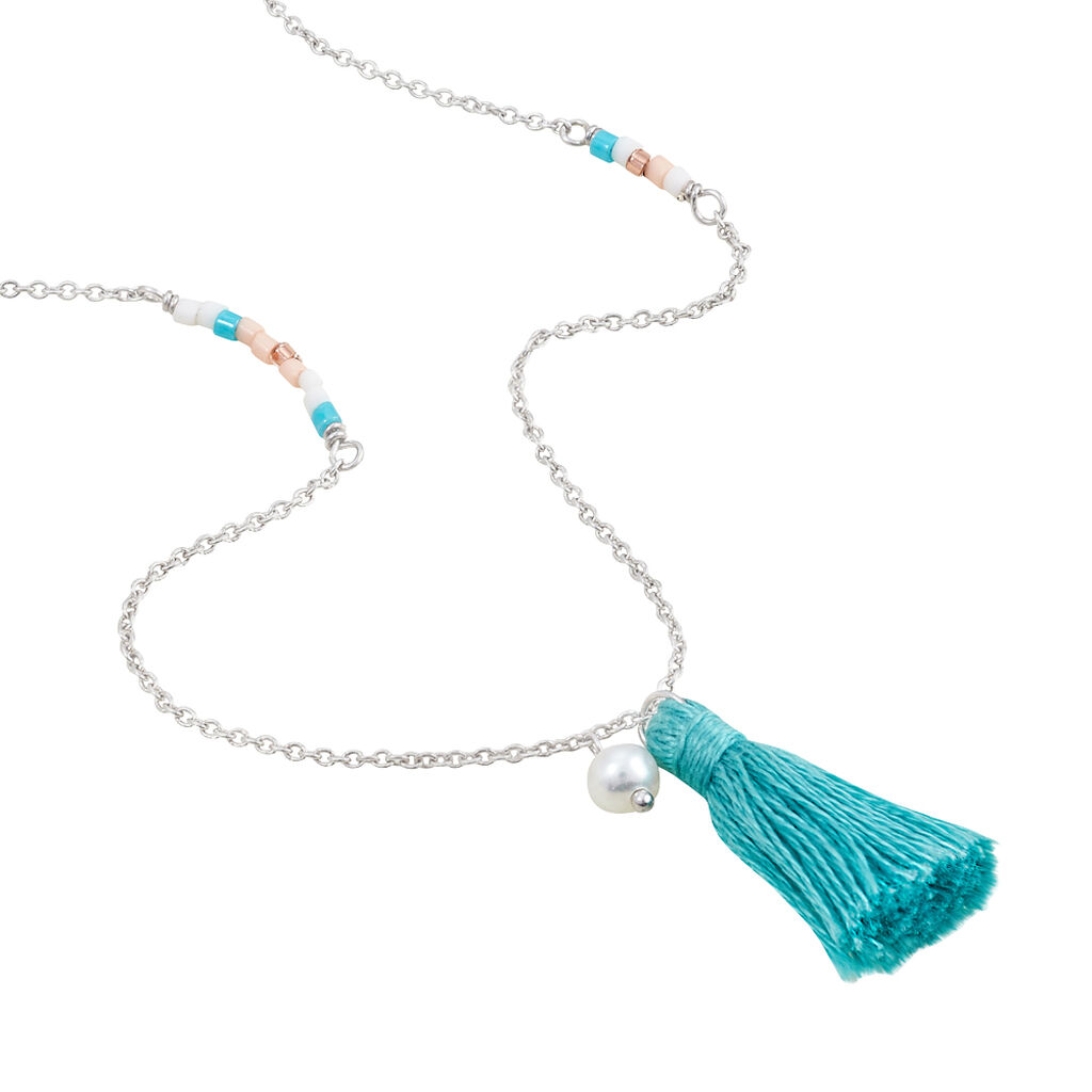 Collier Sautoir Ninon Argent Blanc Perle D'imitation Et Chrysoprase - Sautoirs Femme | Histoire d&rsquo;Or