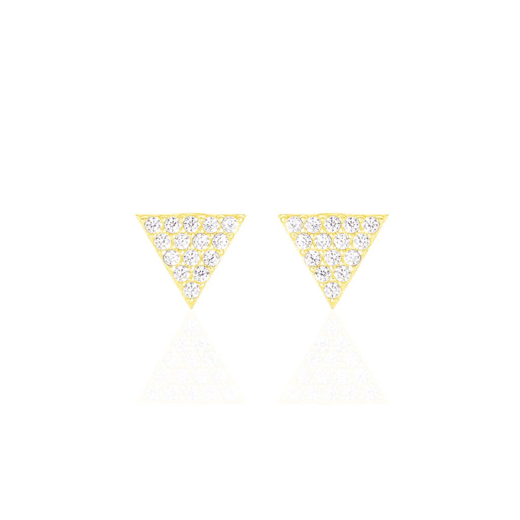 Boucles D'oreilles Puces Eloane Triangle Or Jaune Oxyde De Zirconium - Clous d'oreilles Femme | Histoire d’Or