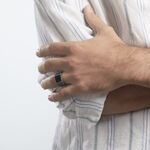 Bague Chevali&egrave;re Acier Vieillit Haris Agate - Bagues solitaires Homme | Histoire d&rsquo;Or