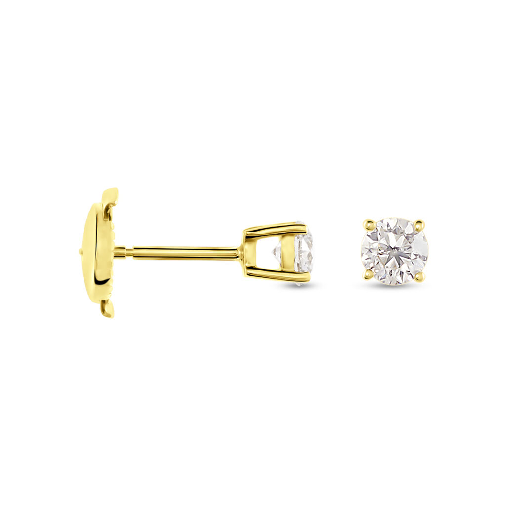 Boucles D'oreilles Puces Or Jaune Victoria Diamants - Clous d'oreilles Femme | Histoire d&rsquo;Or