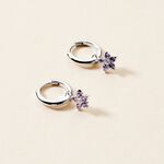 Cr&eacute;oles Purple Bloom Argent Blanc Oxyde De Zirconium - Boucles d'oreilles cr&eacute;oles Femme | Histoire d&rsquo;Or
