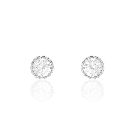 Boucles D'oreilles Puces Kadidia Or Blanc Oxyde De Zirconium - Clous d'oreilles Femme | Histoire d’Or