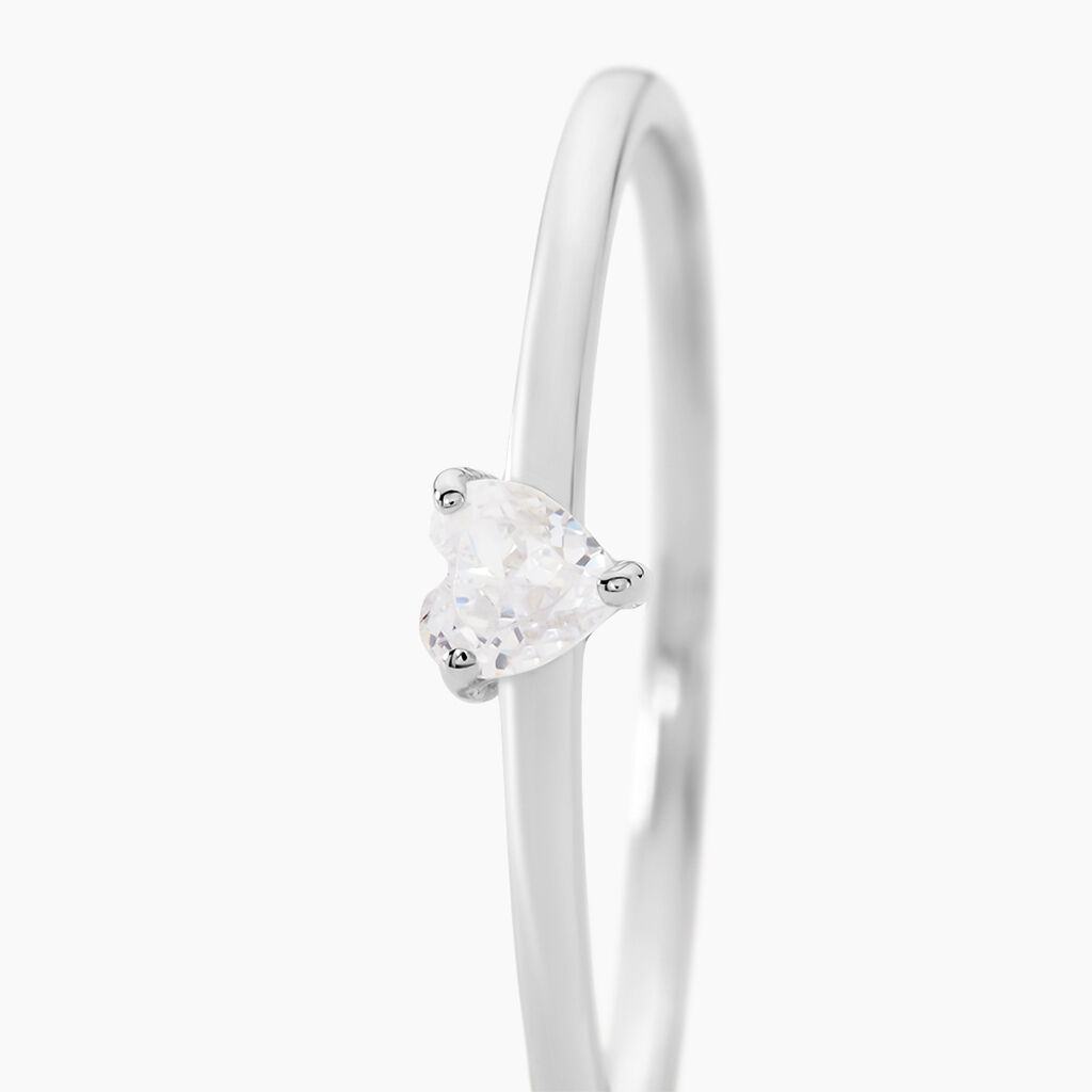 Bague Solitaire 1er Solitaire Argent Blanc Oxyde De Zirconium - Bagues Coeur Femme | Histoire d’Or