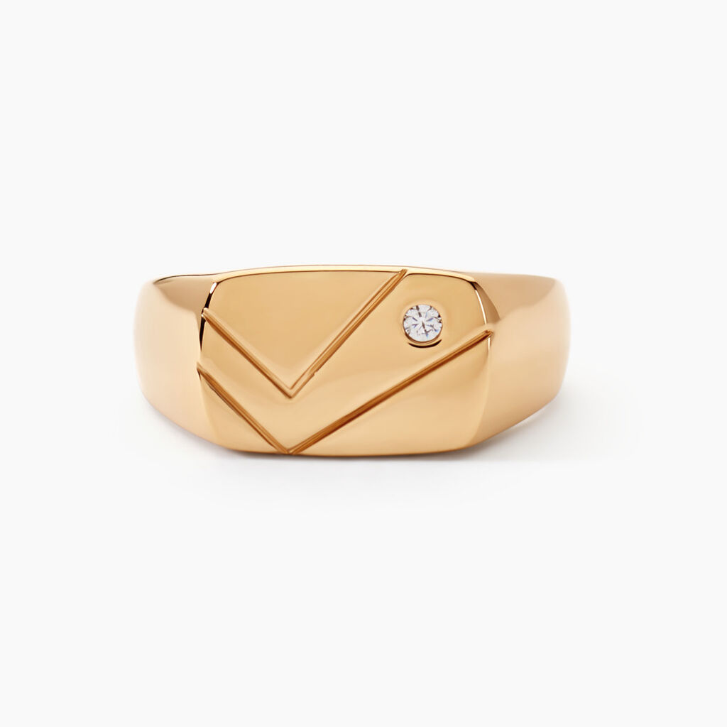 Chevali&egrave;re Plaqu&eacute; Or Jaune Gyorgy Oxyde De Zirconium - Bagues solitaires Homme | Histoire d&rsquo;Or