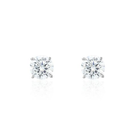 Boucles D'oreilles Puces Or Blanc Katherina Oxyde De Zirconium - Clous d'oreilles Femme | Histoire d’Or