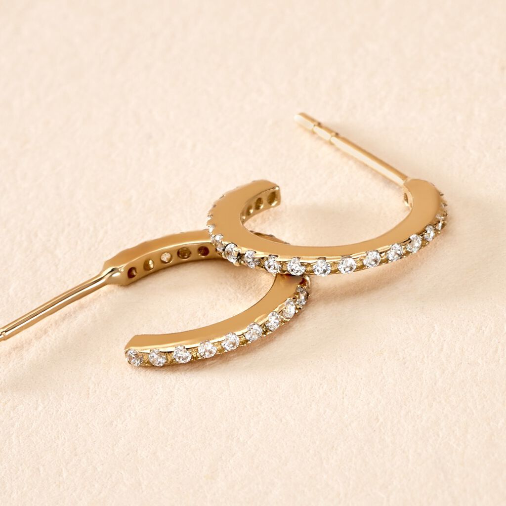 Cr&eacute;oles Or Jaune Brodie Oxyde De Zirconium - Boucles d'oreilles cr&eacute;oles Femme | Histoire d&rsquo;Or