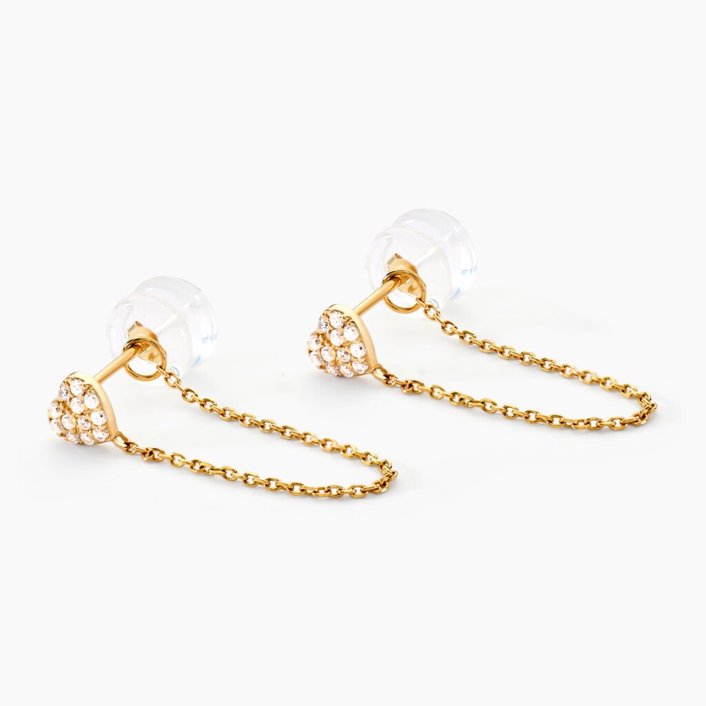 Boucles D'oreilles Pendantes Eclat D'amour Or Jaune Oxyde De Zirconium - Boucles d'oreilles pendantes Femme | Histoire d&rsquo;Or