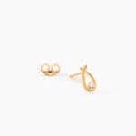 Boucles D'Oreilles Puces Le&iuml;na Plaqu&eacute; Or Jaune Oxyde De Zirconium - Boucles d'oreilles fantaisie Femme | Histoire d&rsquo;Or