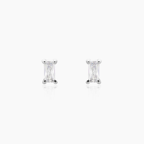 Boucles D'oreilles Puces Udia Argent Blanc Oxyde De Zirconium - Boucles d'oreilles fantaisie Femme | Histoire d&rsquo;Or
