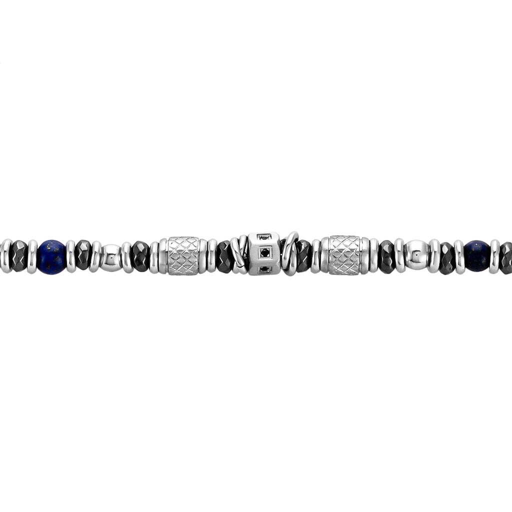 Bracelet Cliff Acier Gris Agate Hématite Oxyde De Zirconium - Bracelets Homme | Histoire d’Or