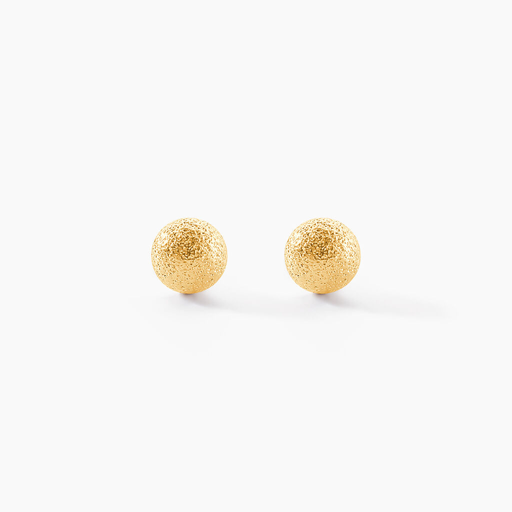 Boucles D'oreilles Puces Fidelia Boule Sablee Or Jaune - Clous d'oreilles Femme | Histoire d&rsquo;Or