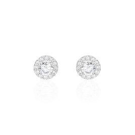 Boucles D'oreilles Puces Rosalie Or Blanc Oxyde De Zirconium - Clous d'oreilles Femme | Histoire d’Or