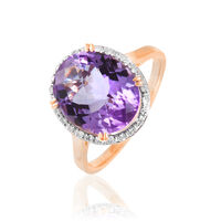 Bague Anna Or Rose Amethyste Et Diamant