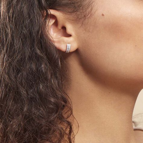 Créoles Jacobee Rondes Or Blanc Oxyde De Zirconium - Boucles d'oreilles créoles Femme | Histoire d’Or