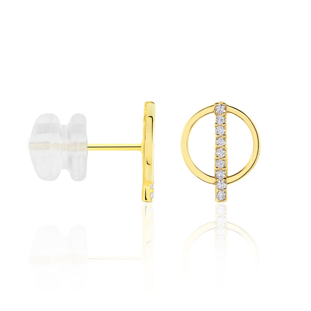 Boucles D'oreilles Pendantes Edmee Cercle Or Jaune Oxyde De Zirconium - Boucles d'oreilles pendantes Femme | Histoire d’Or