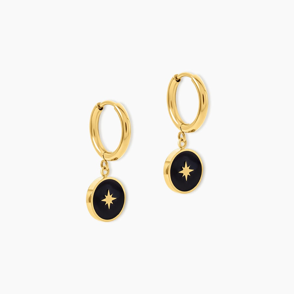 Cr&eacute;oles Adelphine Acier Jaune - Boucles d'Oreilles Etoile Femme | Histoire d&rsquo;Or
