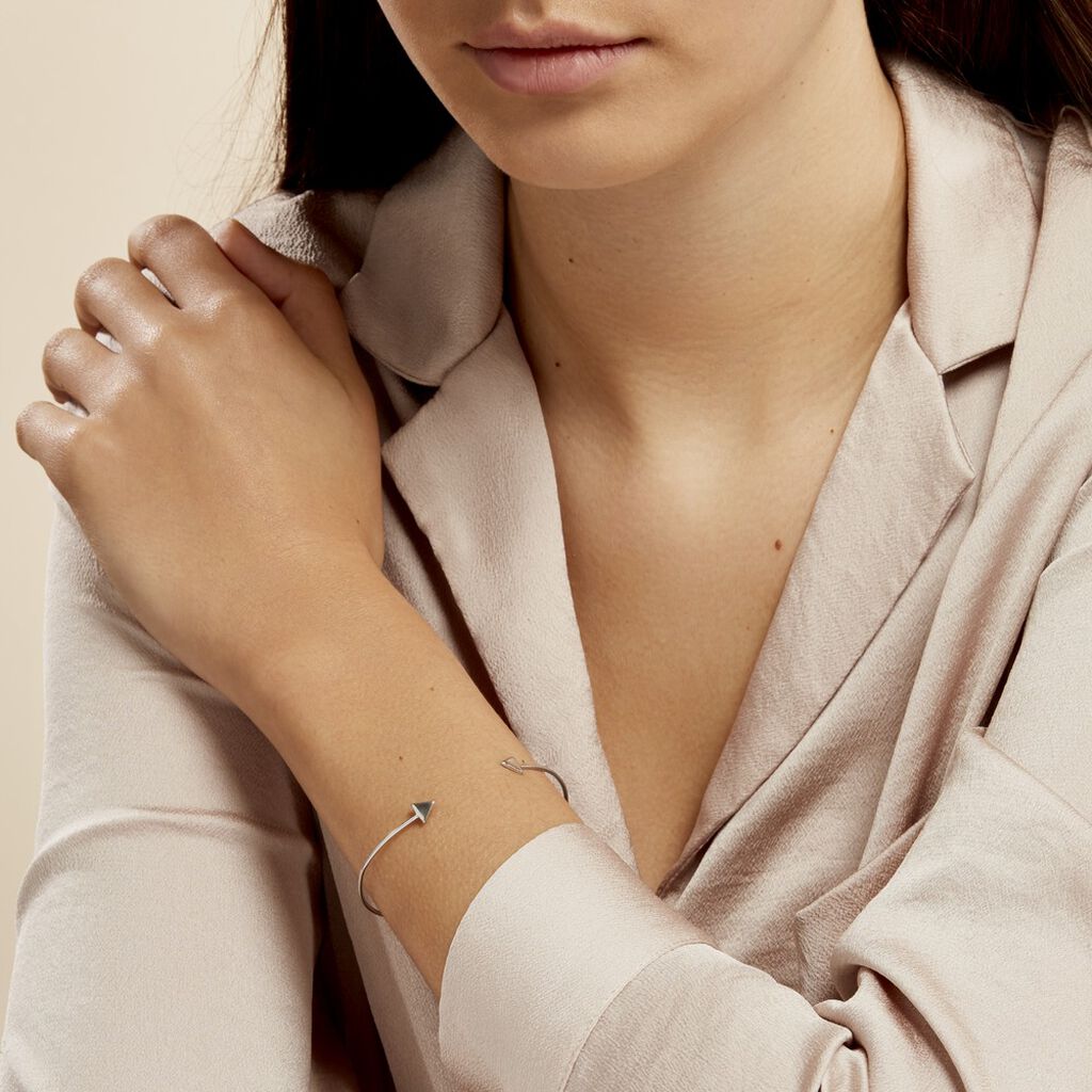 Bracelet Jonc Trilia Argent Blanc - Bracelets joncs Femme | Histoire d’Or