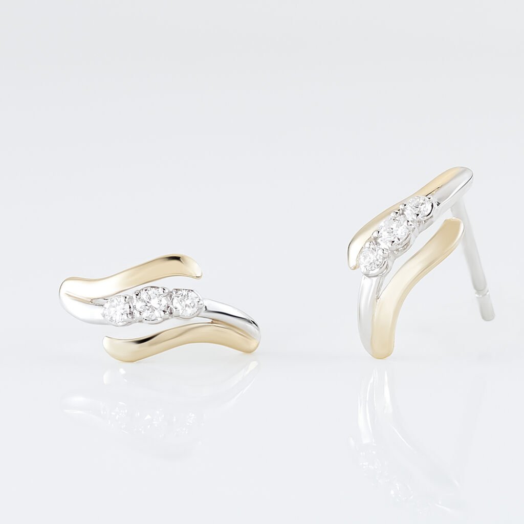 Boucles D'oreilles Pendantes Mayline Or Bicolore Diamant - Boucles d'oreilles pendantes Femme | Histoire d’Or