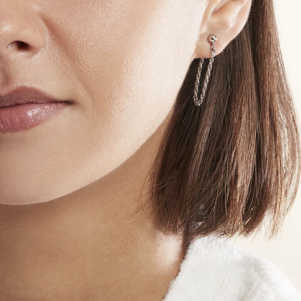 Boucles D'oreilles Pendantes Argent Blanc Renae - Boucles d'oreilles fantaisie Femme | Histoire d’Or