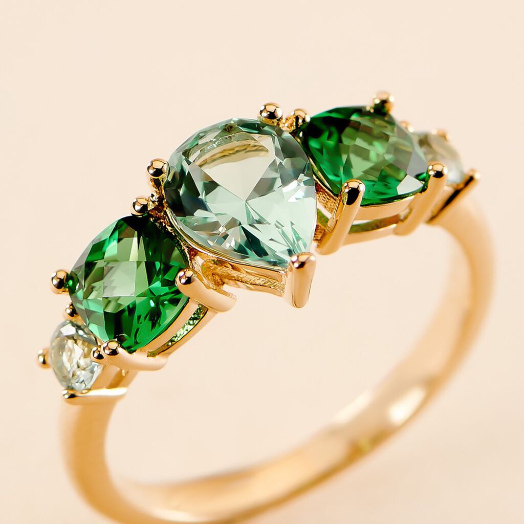 Bague Huffie Plaqu&eacute; Or Jaune Pierre D'imitation - Bagues avec pierre Femme | Histoire d&rsquo;Or