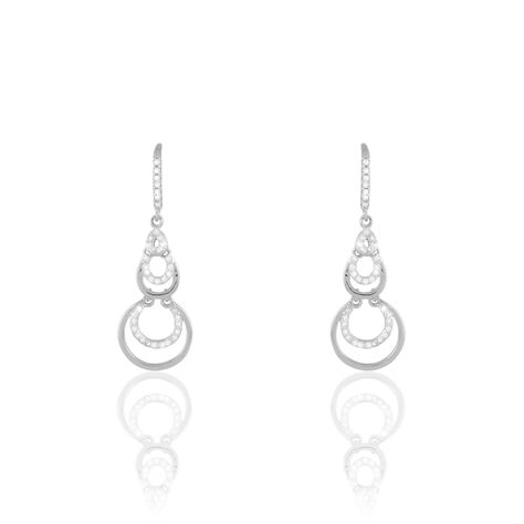 Boucles D'oreilles Pendantes Greta Argent Blanc - Boucles d'oreilles fantaisie Femme | Histoire d’Or