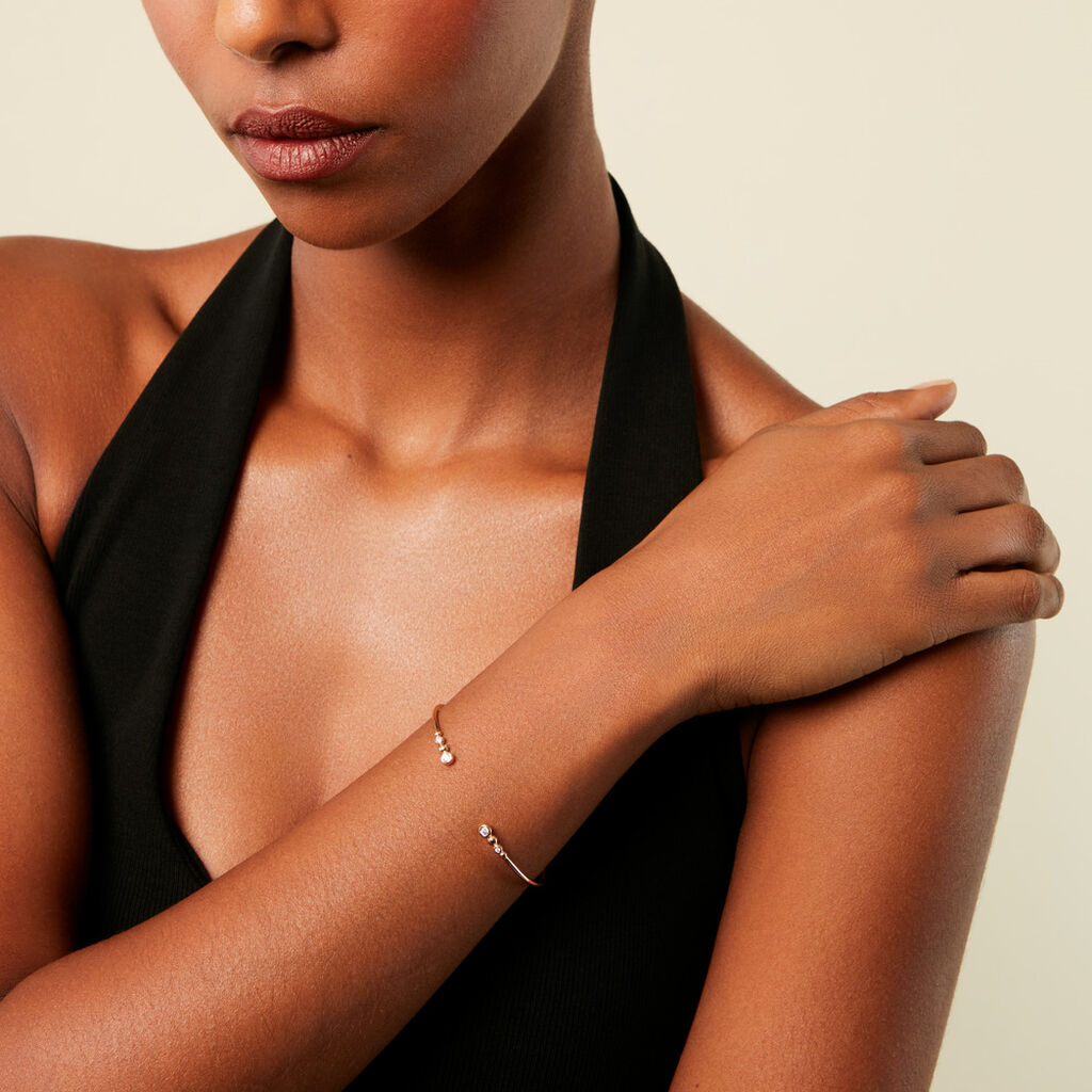 Bracelet Jonc Aura Plaque Or Jaune Oxyde De Zirconium - Bracelets joncs Femme | Histoire d’Or