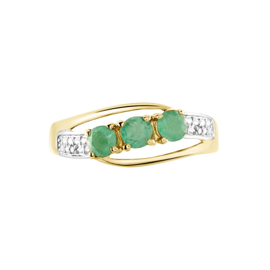 Bague Or Jaune Abelard Emeraudes Diamants - Bagues avec pierre Femme | Histoire d’Or