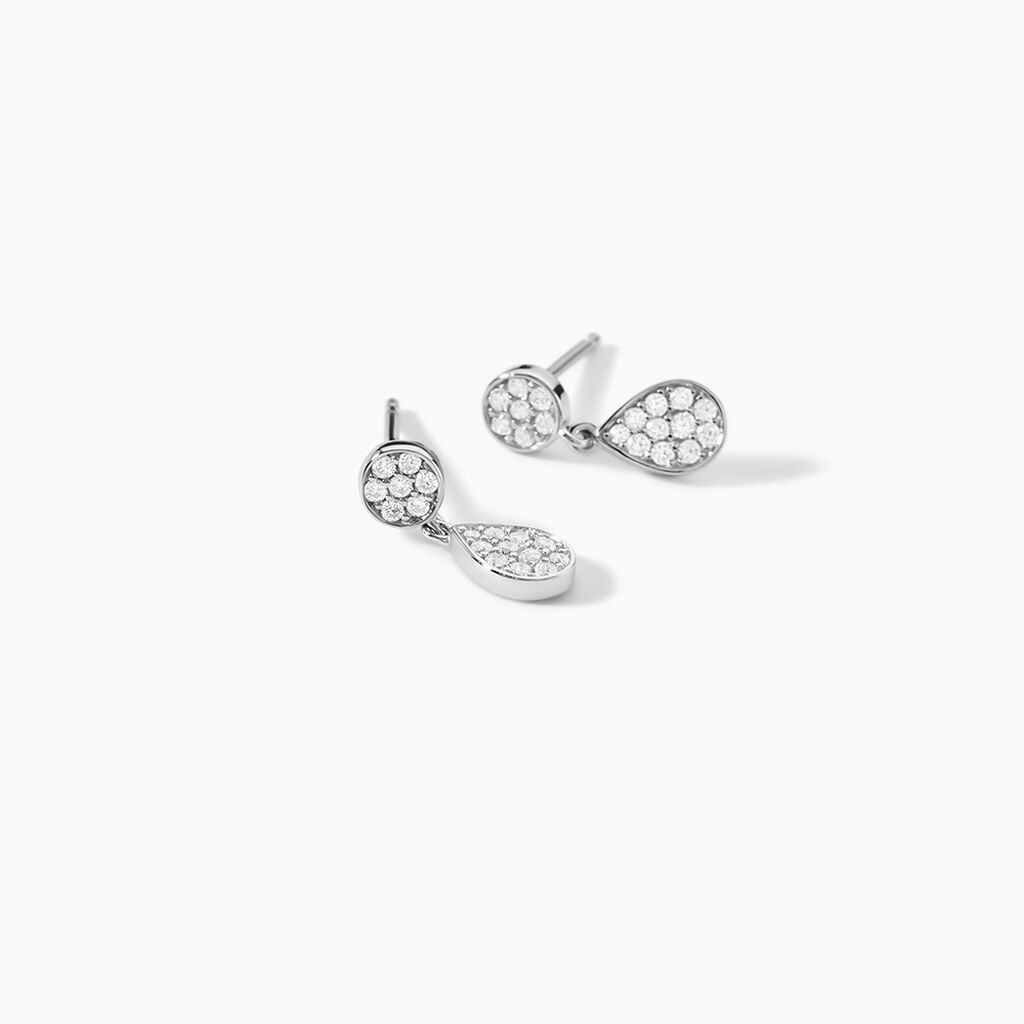 Boucles D'oreilles Pendantes Aletha Argent Blanc Oxyde De Zirconium - Boucles d'oreilles fantaisie Femme | Histoire d&rsquo;Or