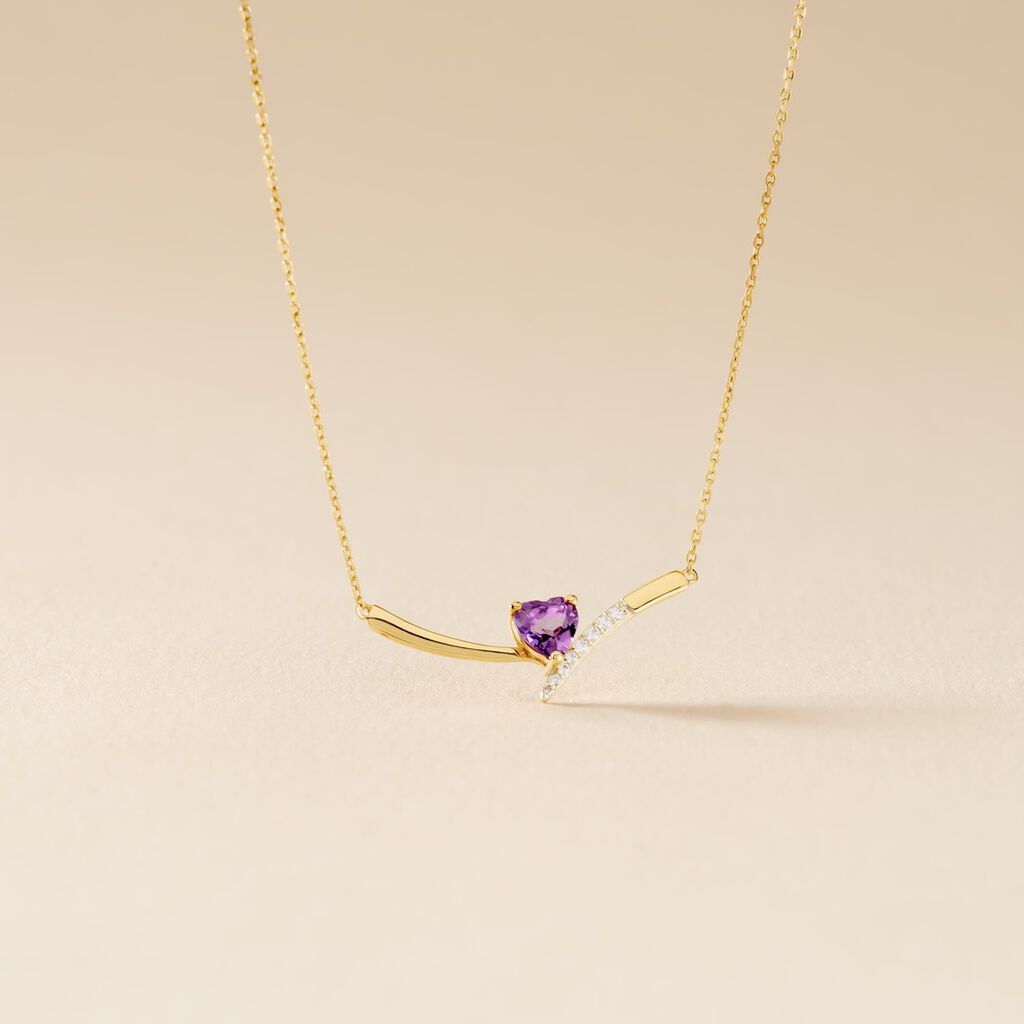 Collier Eva Or Jaune Amethyste Et Oxyde De Zirconium - F&ecirc;te des m&egrave;res Femme | Histoire d&rsquo;Or