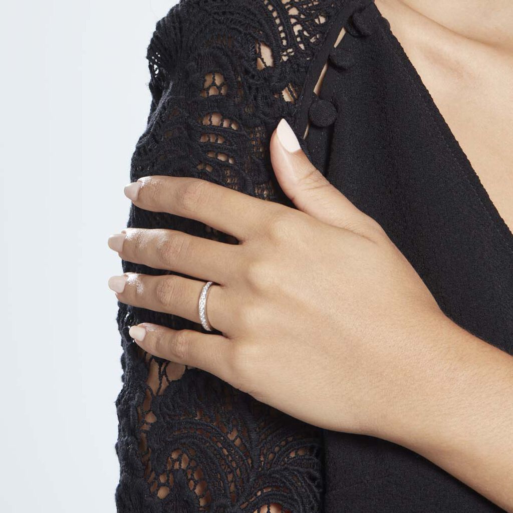 Demi Alliance Juliette Platine Blanc Diamant - Alliances Femme | Histoire d’Or