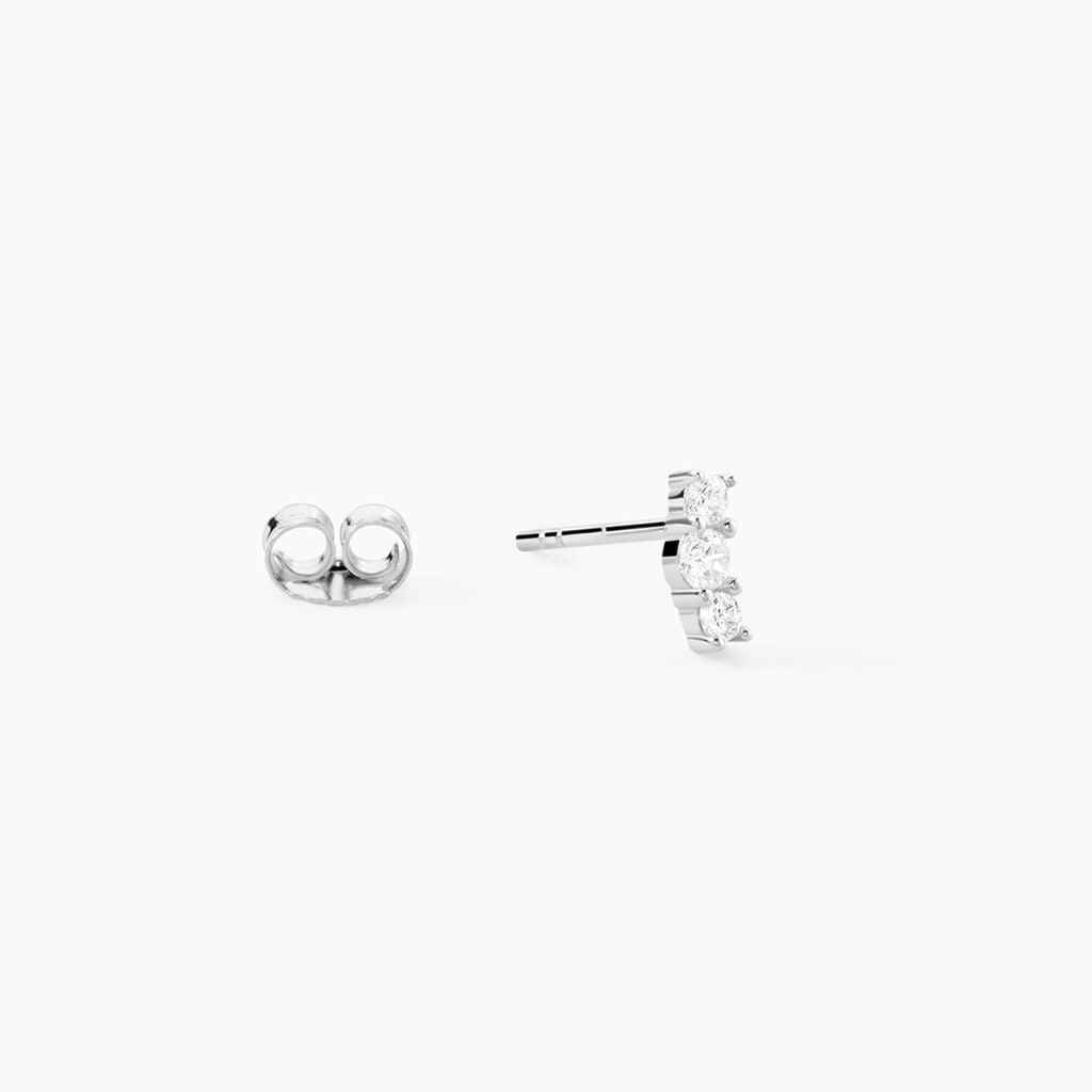 Boucles D'Oreilles Puces Dani Argent Blanc Oxyde De Zirconium - Boucles d'oreilles fantaisie Femme | Histoire d&rsquo;Or