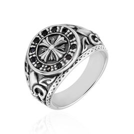 Bague Stefan Acier Blanc Oxyde Noir - Bagues avec pierre Homme | Histoire d’Or