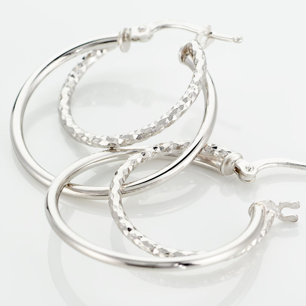 Créoles Argent Blanc Marjorie - Boucles d'oreilles créoles Femme | Histoire d’Or