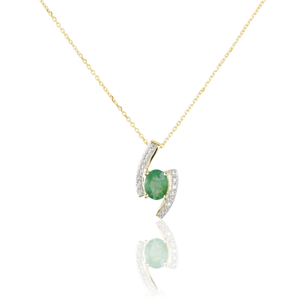 Collier Or Jaune Emeraude Et Diamant - Colliers Femme | Histoire d’Or