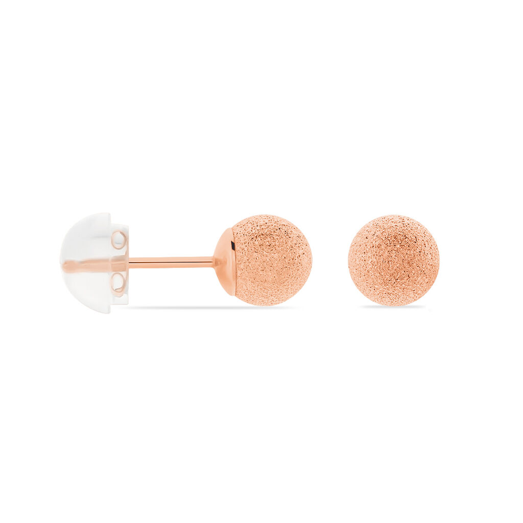 Boucles D'oreilles Puces Fidelia Boule Sablee Or Rose - Clous d'oreilles Femme | Histoire d’Or