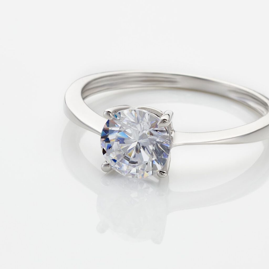 Bague Solitaire Abriel Or Blanc Oxyde De Zirconium - Bagues solitaires Femme | Histoire d&rsquo;Or