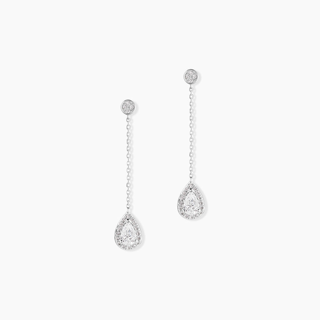 Boucles D'oreilles Pendantes Searlas Or Blanc Oxyde De Zirconium - Boucles d'oreilles pendantes Femme | Histoire d&rsquo;Or