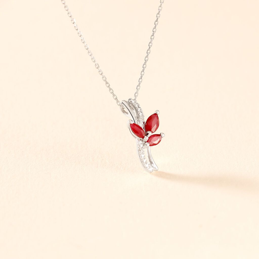 Collier Angie Or Blanc Diamant Et Rubis - Colliers Femme | Histoire d&rsquo;Or