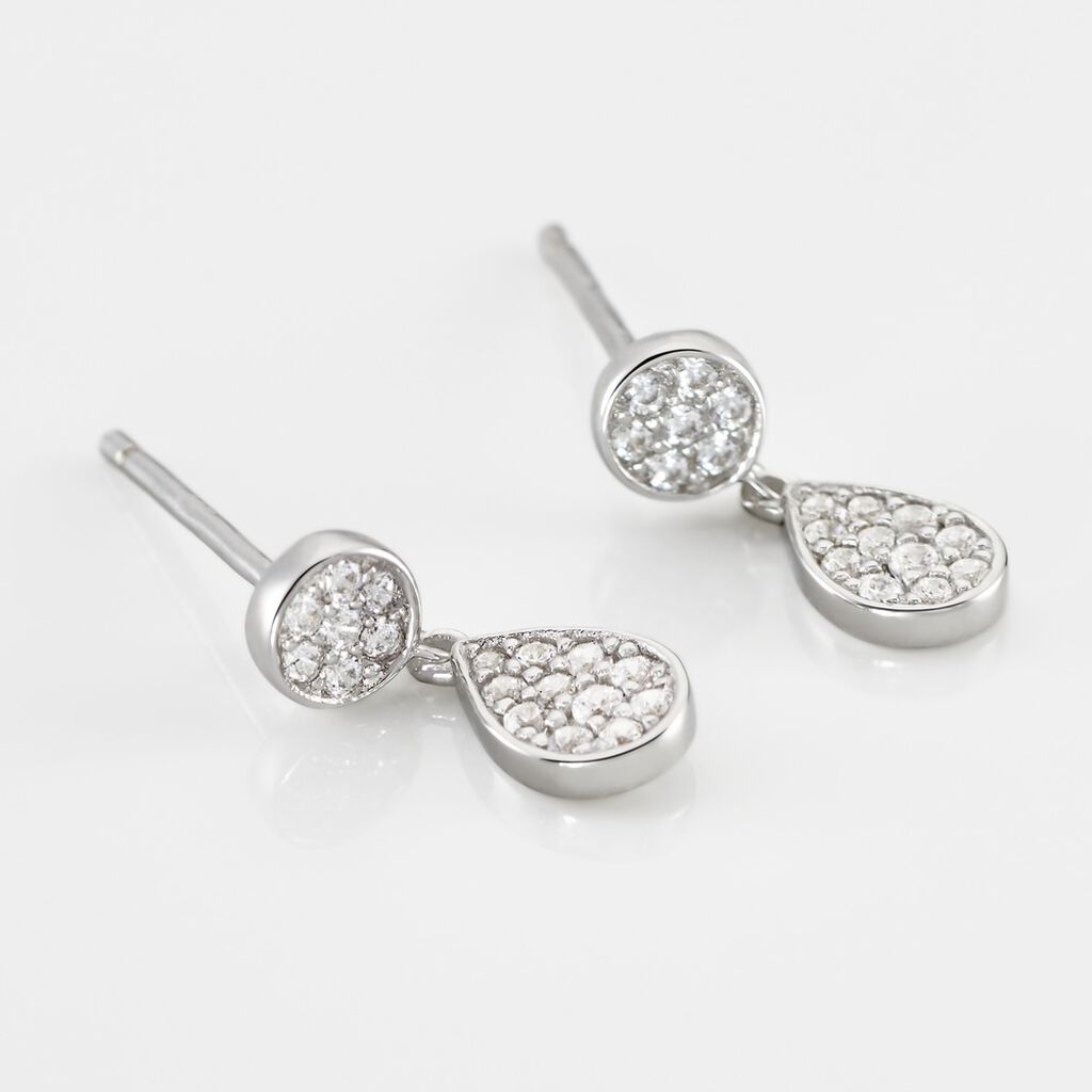 Boucles D'oreilles Pendantes Aletha Argent Blanc Oxyde De Zirconium - Boucles d'oreilles fantaisie Femme | Histoire d&rsquo;Or