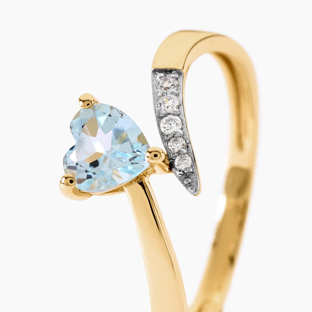 Bague Eva Argent Dor&eacute; A L'Or 750/1000 Topaze Oxyde De Zirconium - Bagues solitaires Femme | Histoire d&rsquo;Or