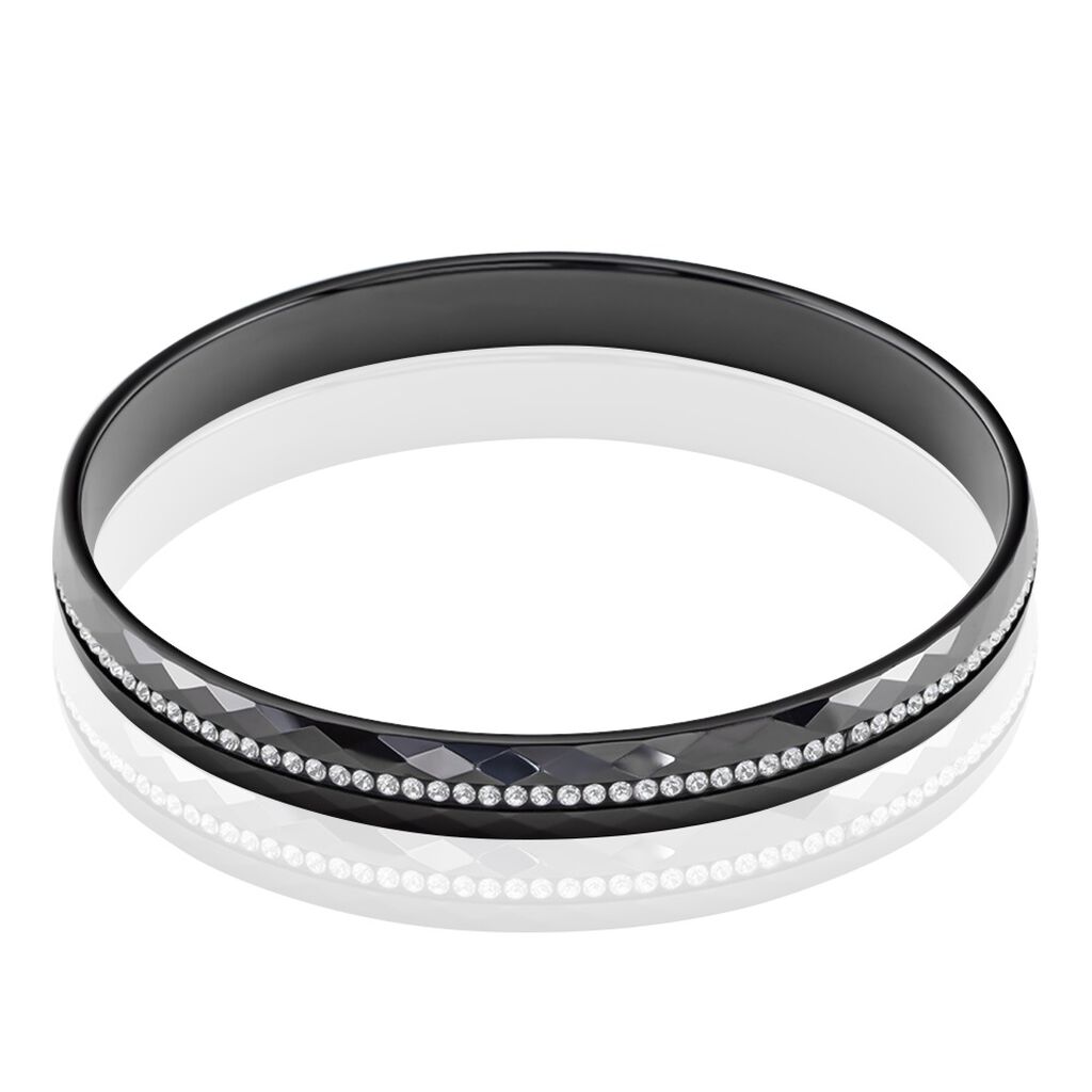 Bracelet Jonc Lola Cera Ceramique Noir Strass Et C&eacute;ramique - Bracelets joncs Femme | Histoire d&rsquo;Or