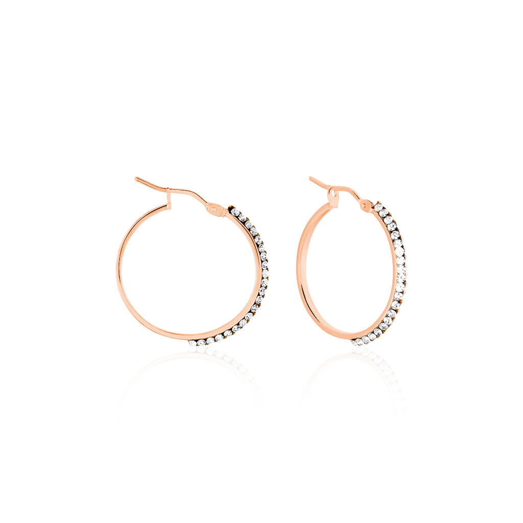 Créoles Sandrine Or Rose Strass - Boucles d'oreilles créoles Femme | Histoire d’Or